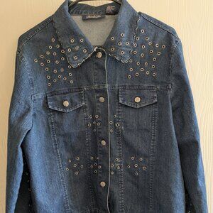 Selene Sport Star Embellished Blue Denim Lace Up Y2K Jacket